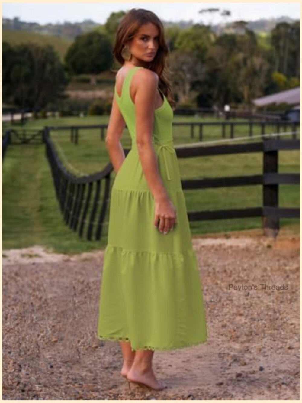 Sleeveless Maxi Dress with Pockets, Decorative Bow Waist, Tiered Flowy Tank - Picture 5 of 6